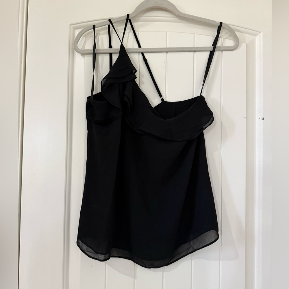 Naked Zebra Black Ruffle Camisole